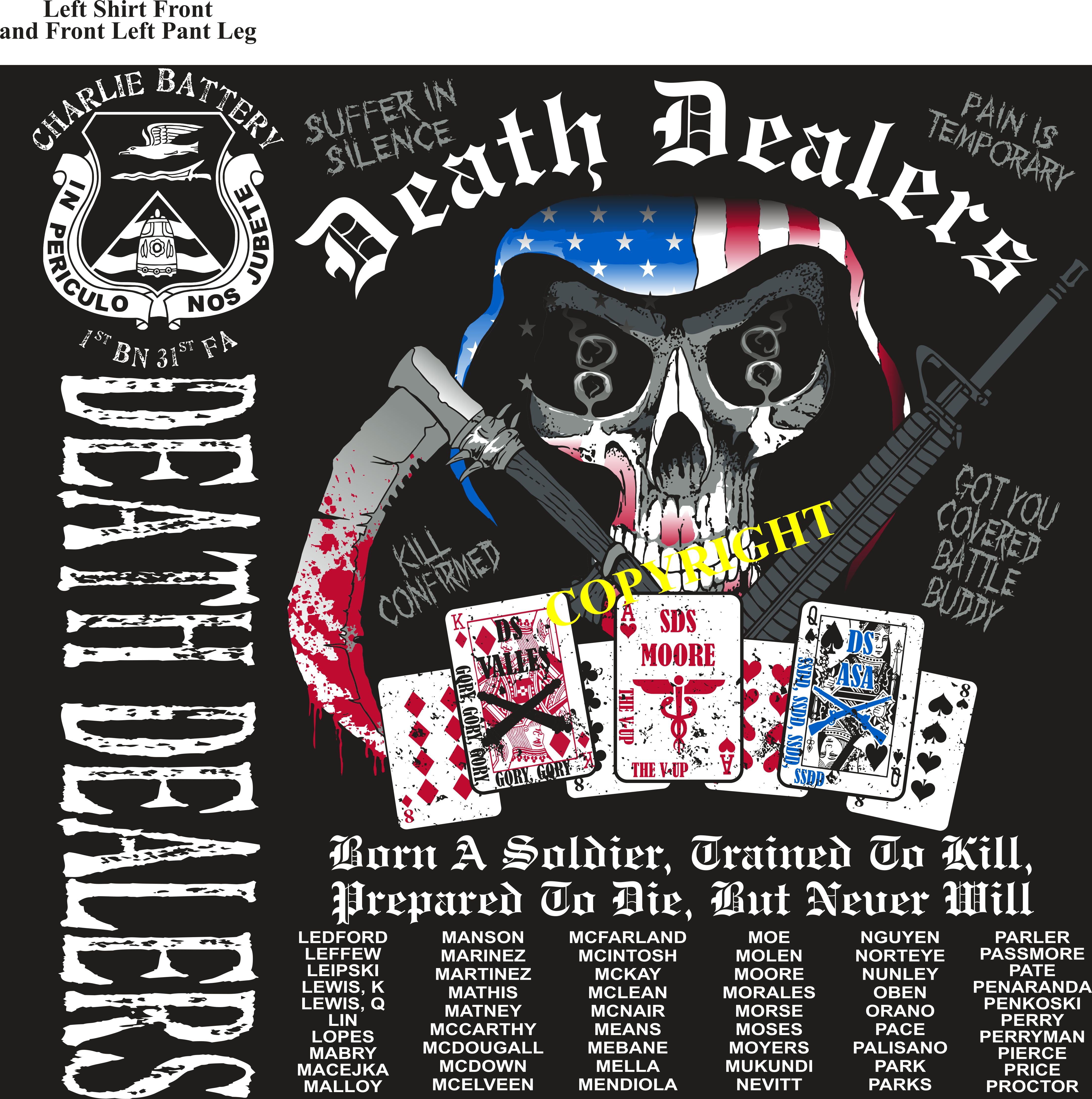 Platoon Shirts (2nd generation print) CHARLIE 1st 31st DEATH DEALERS NOV 2018