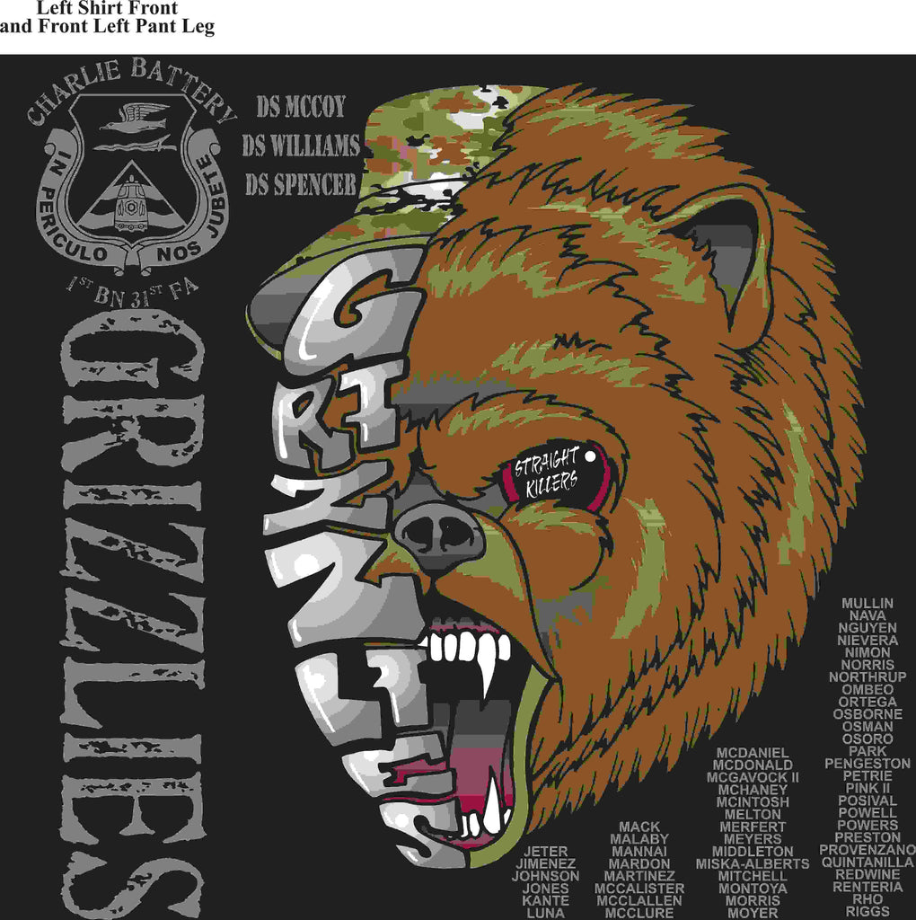 PLATOON SHIRTS (2nd generation print) CHARLIE 1st 31st GRIZZLIES APR 2016