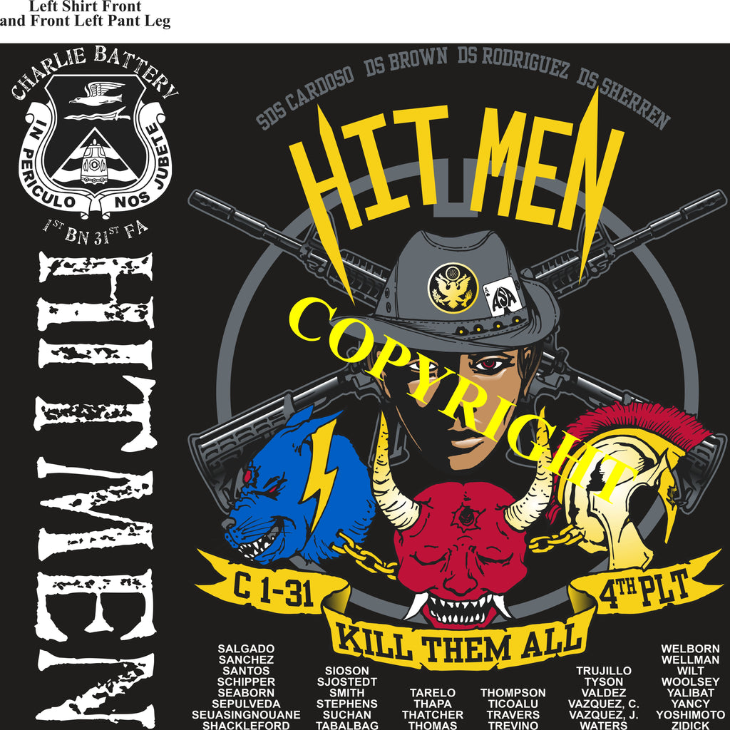 Platoon Shirts (2nd generation print) CHARLIE 1st 31st HITMEN MAR 2020