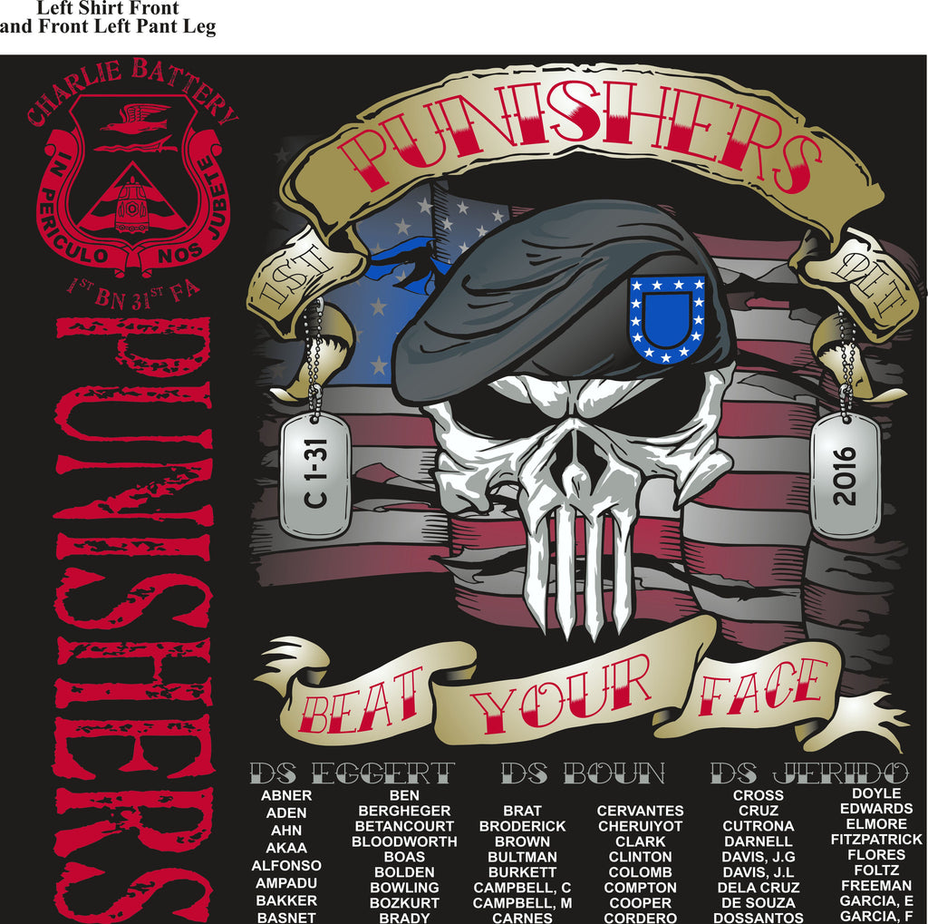 PLATOON SHIRTS (2nd generation print) CHARLIE 1st 31st PUNISHERS JULY 2016