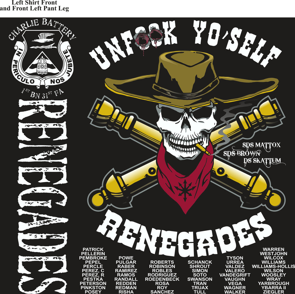Platoon Shirts (2nd generation print) CHARLIE 1st 31st RENEGADES AUG 2018