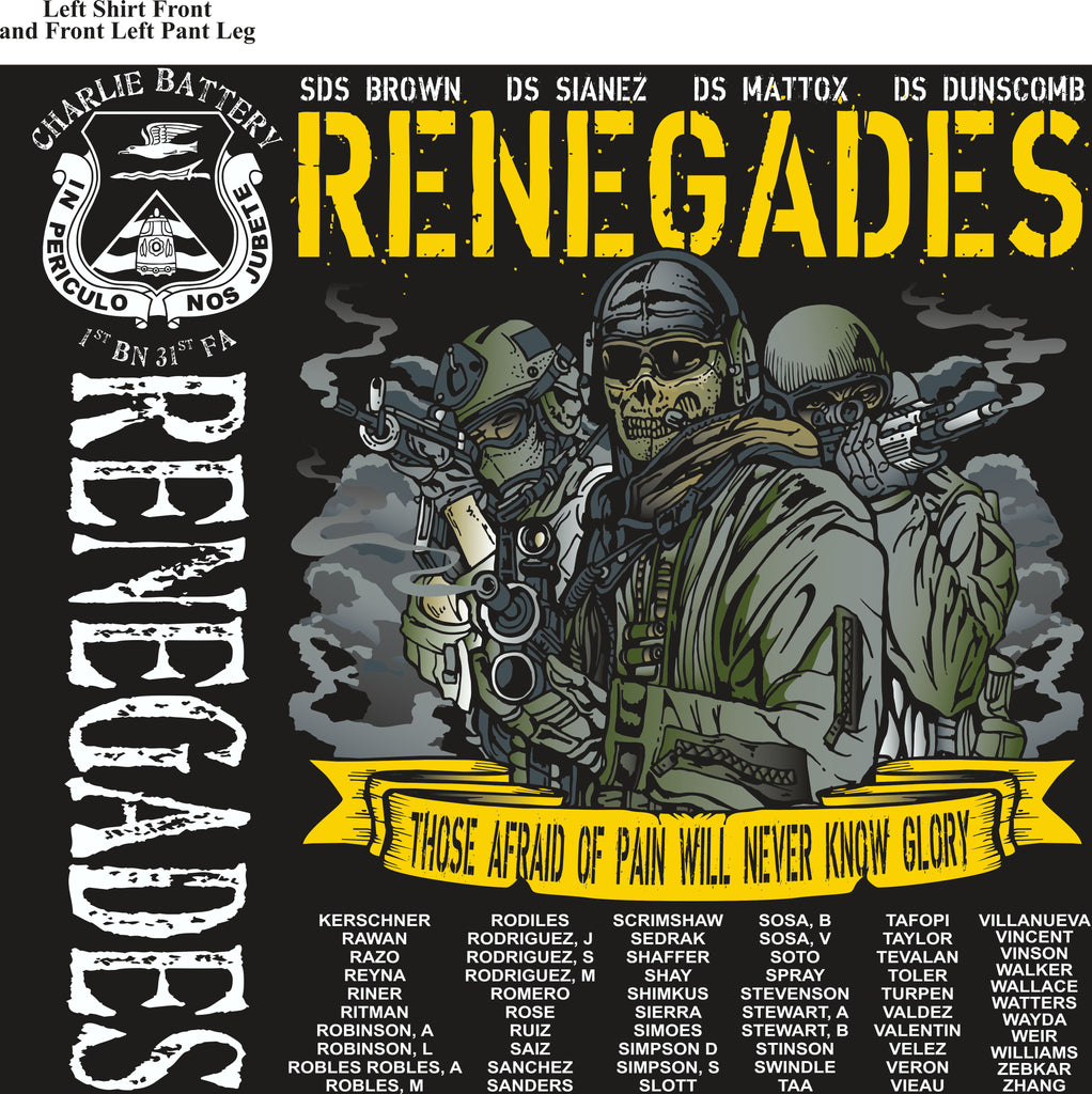 Platoon Shirts (2nd generation print) CHARLIE 1ST 31ST RENEGADES NOV 2017