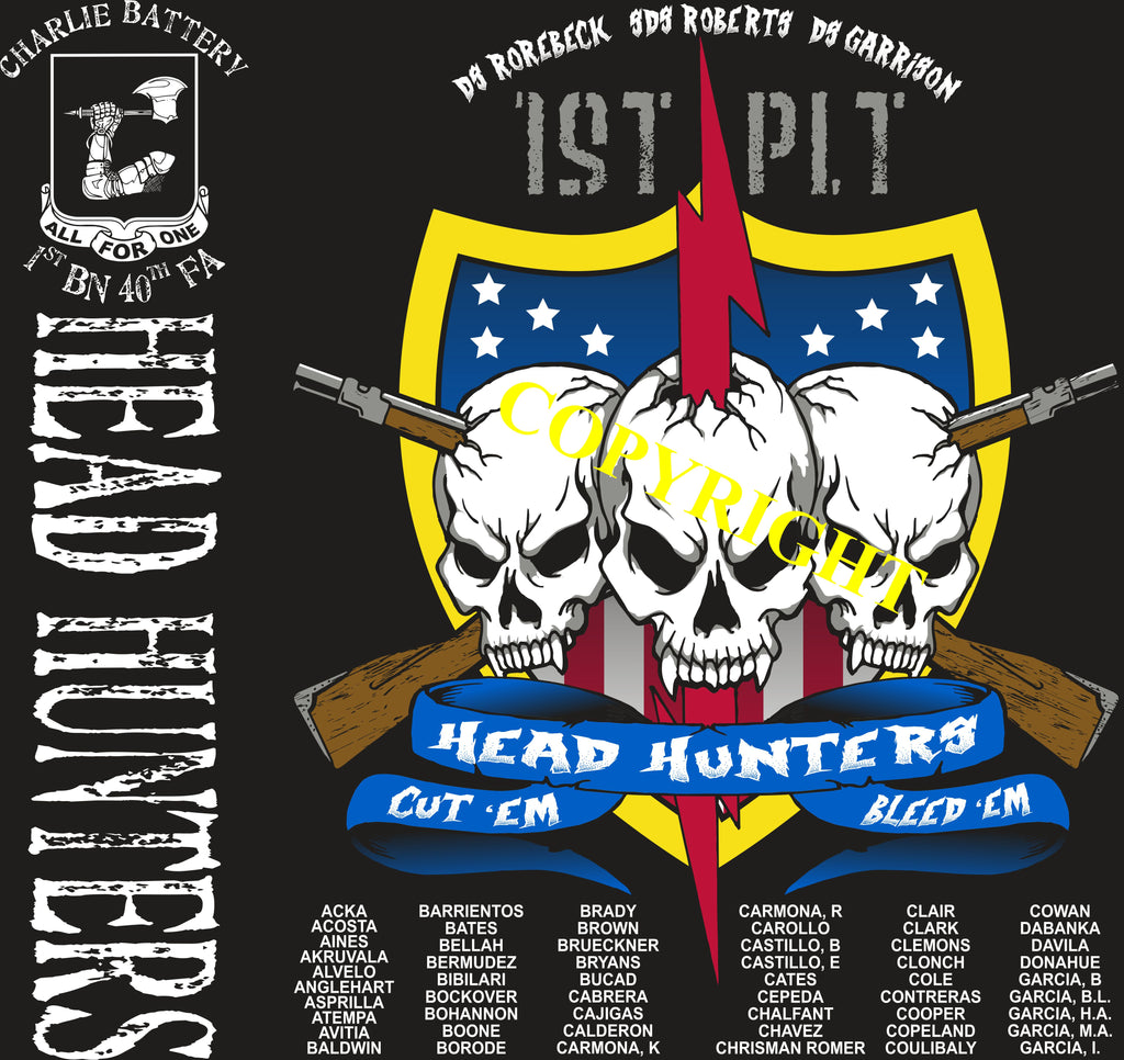 Platoon Shirts (2nd generation print) CHARLIE 1st 40th HEAD HUNTERS MAR 2019