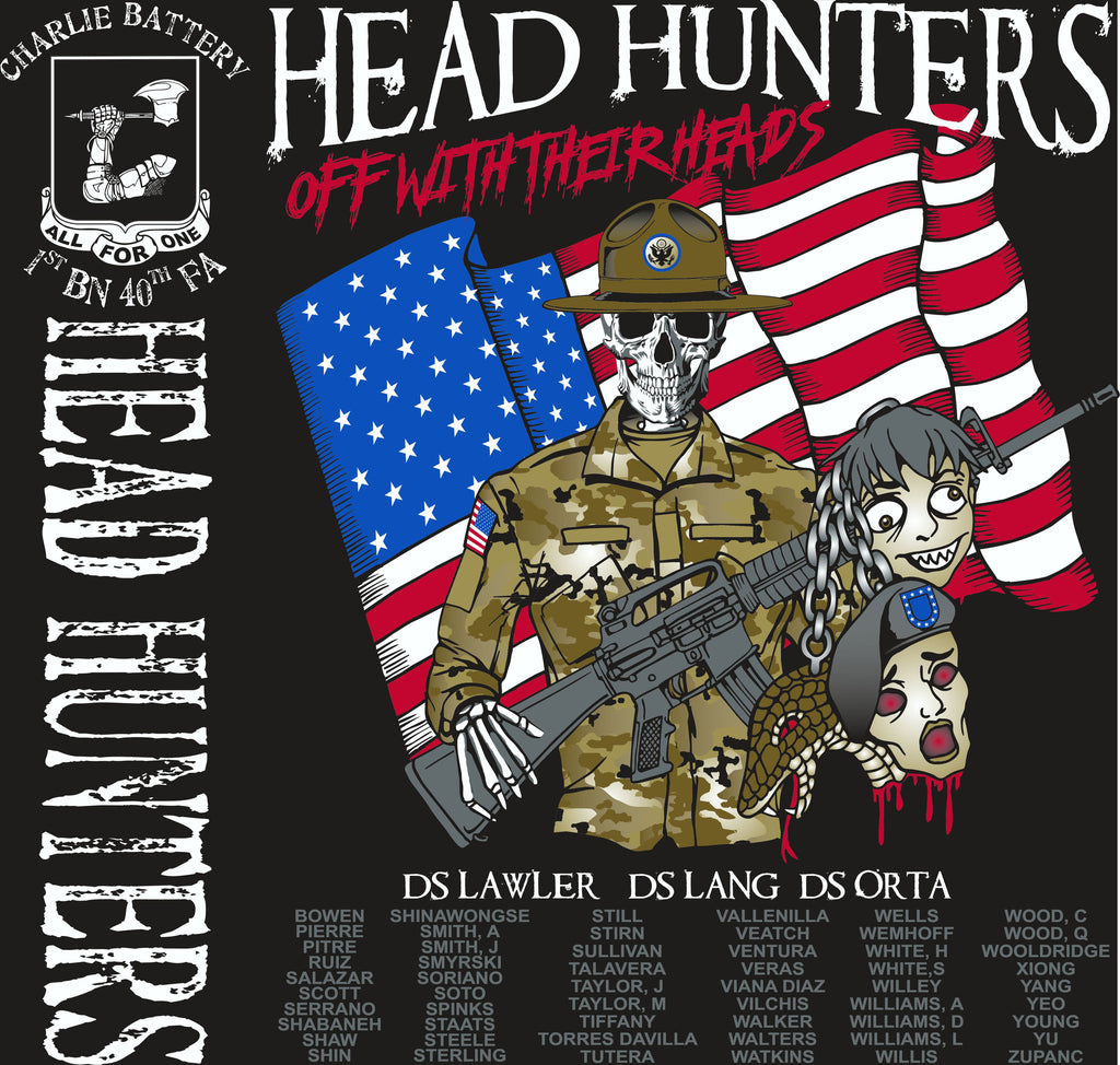 PLATOON SHIRTS (2nd generation print) CHARLIE 1st 40th HEAD HUNTERS NOV 2016