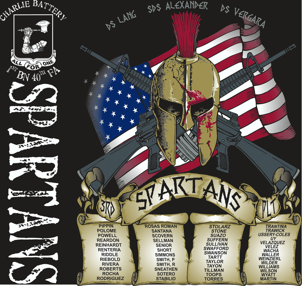 Platoon Shirts (2nd generation print) CHARLIE 1st 40th SPARTANS JUNE 2018