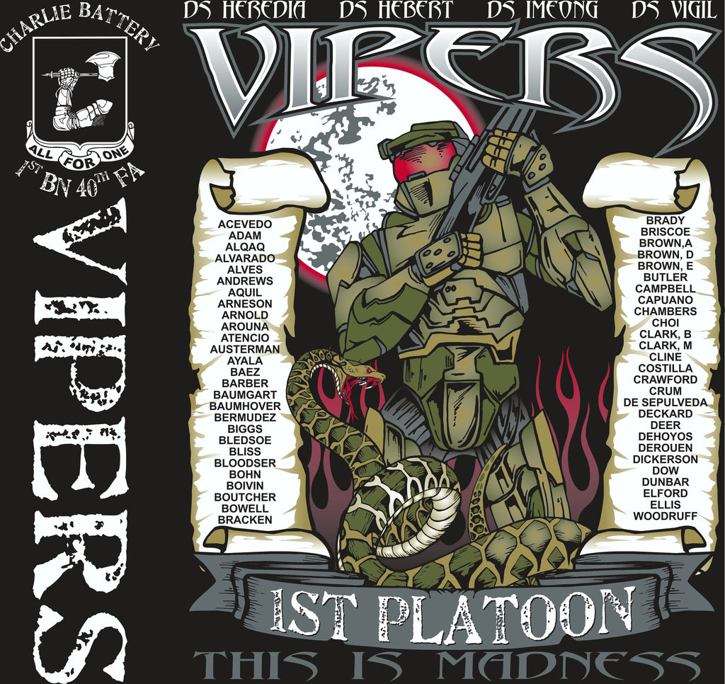 PLATOON SHIRTS (2nd generation print) CHARLIE 1st 40th VIPERS NOV 2016