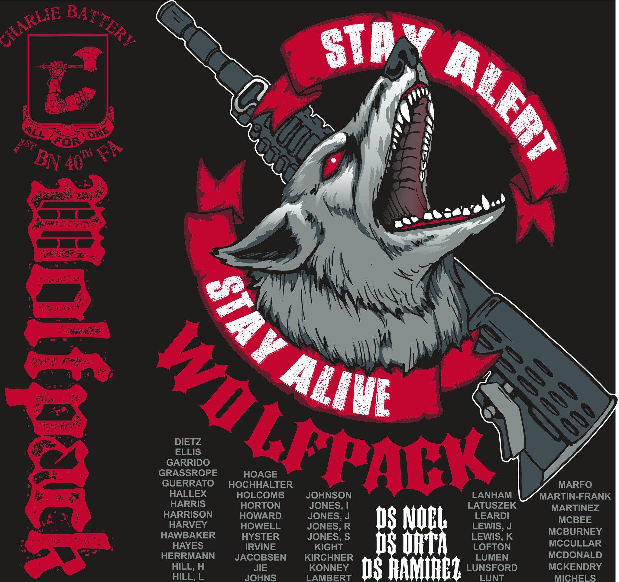 PLATOON SHIRTS (2nd generation print) CHARLIE 1st 40th WOLFPACK AUG 2016