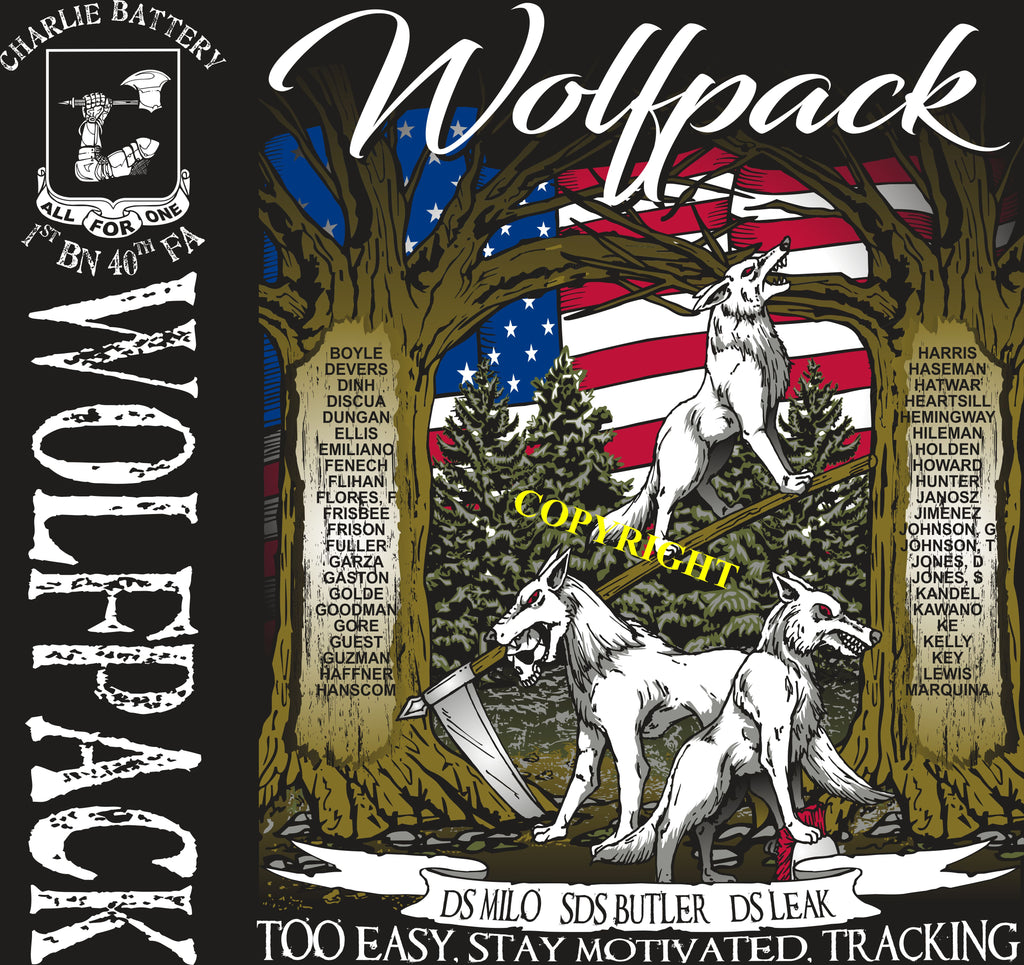 Platoon Shirts (2nd generation print) CHARLIE 1st 40th WOLFPACK DEC 2018