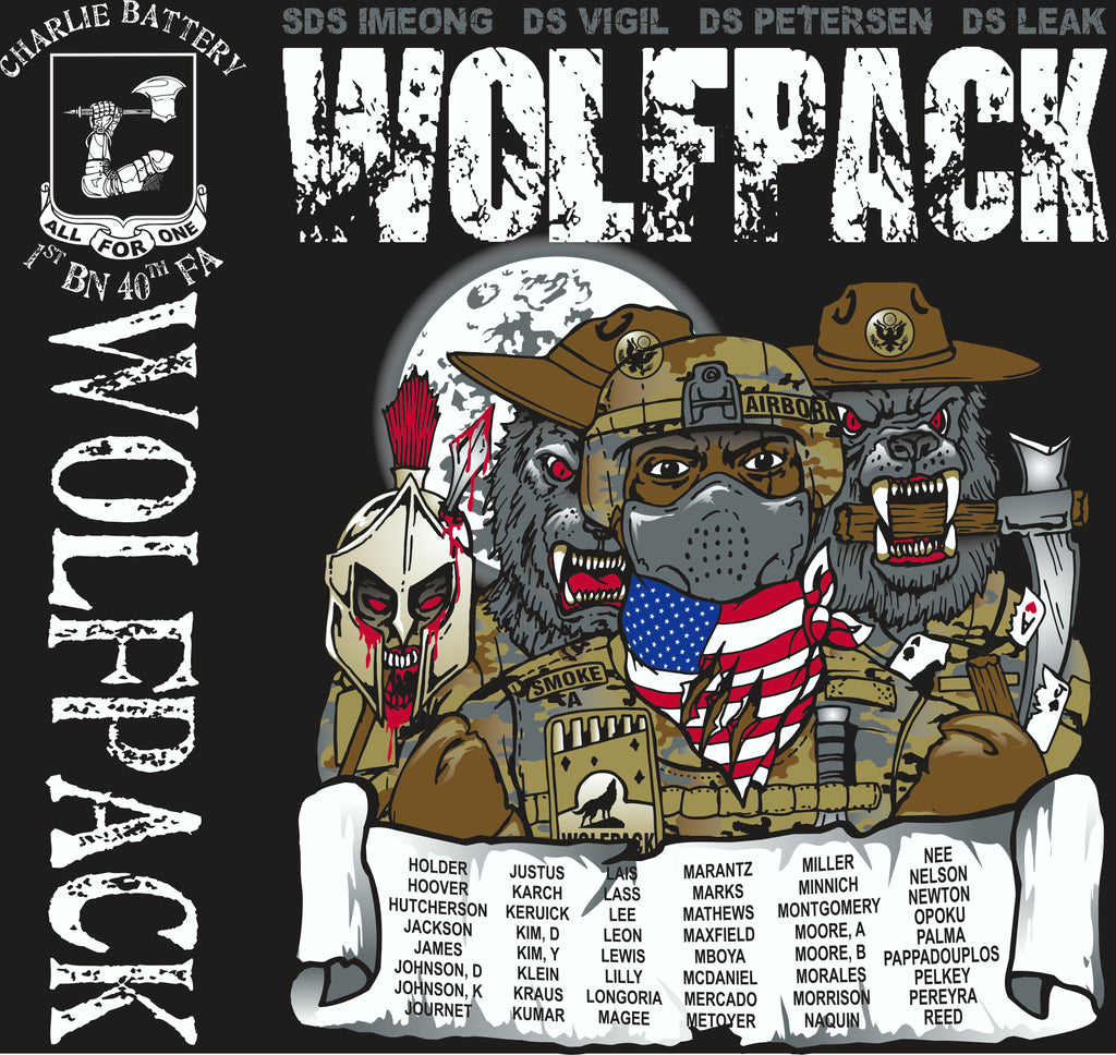 Platoon Shirts (2nd generation print) CHARLIE 1st 40th WOLFPACK JUNE 2018