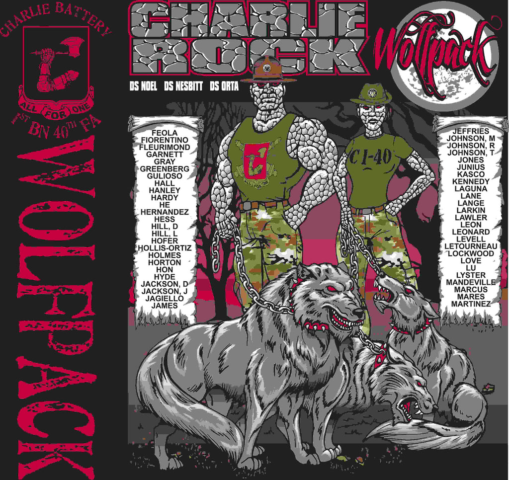 PLATOON SHIRTS (2nd generation print) CHARLIE 1st 40th WOLFPACK MAY 2016