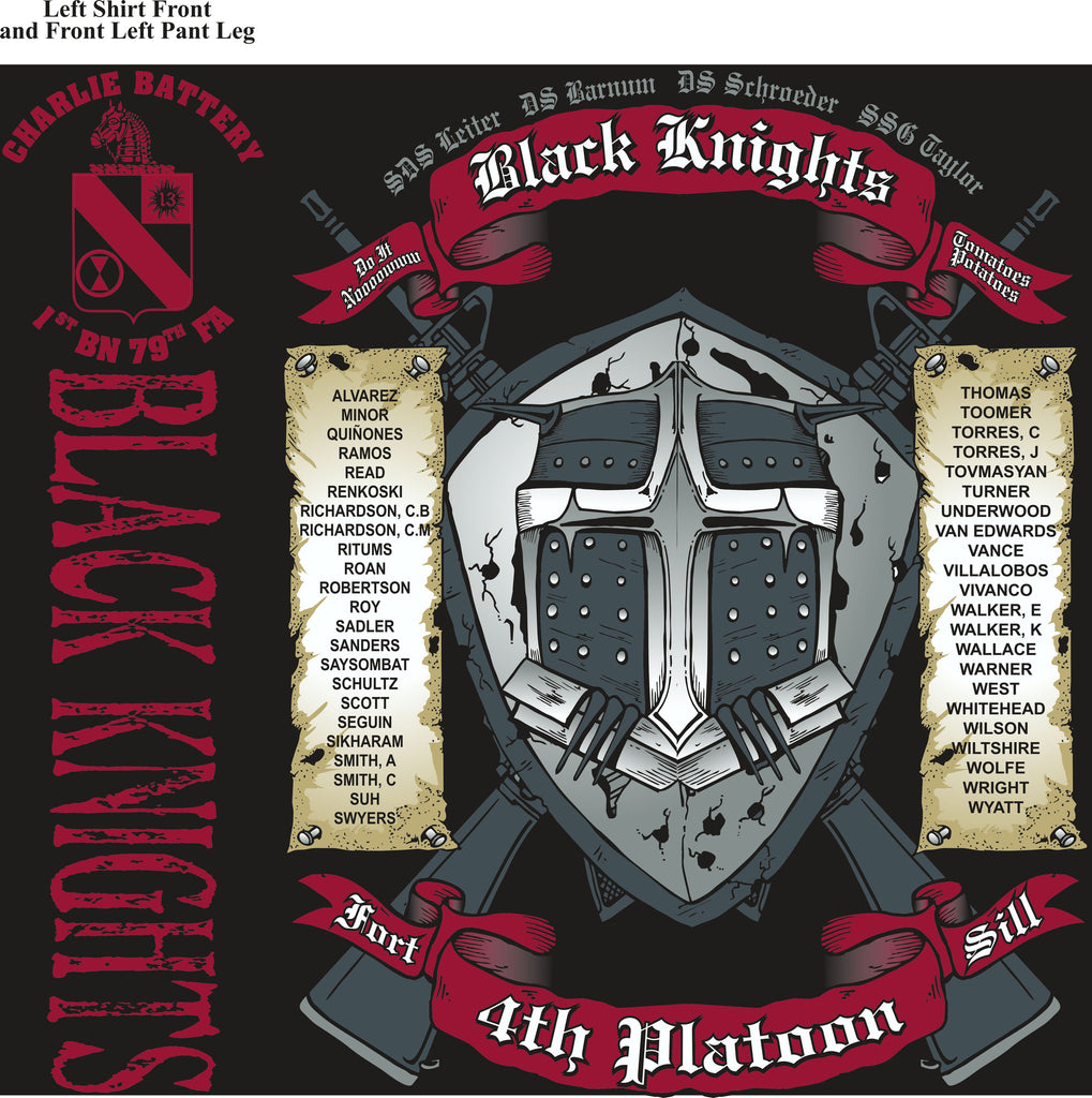 PLATOON SHIRTS (2nd generation print) CHARLIE 1st 79th BLACK KNIGHTS JULY 2016