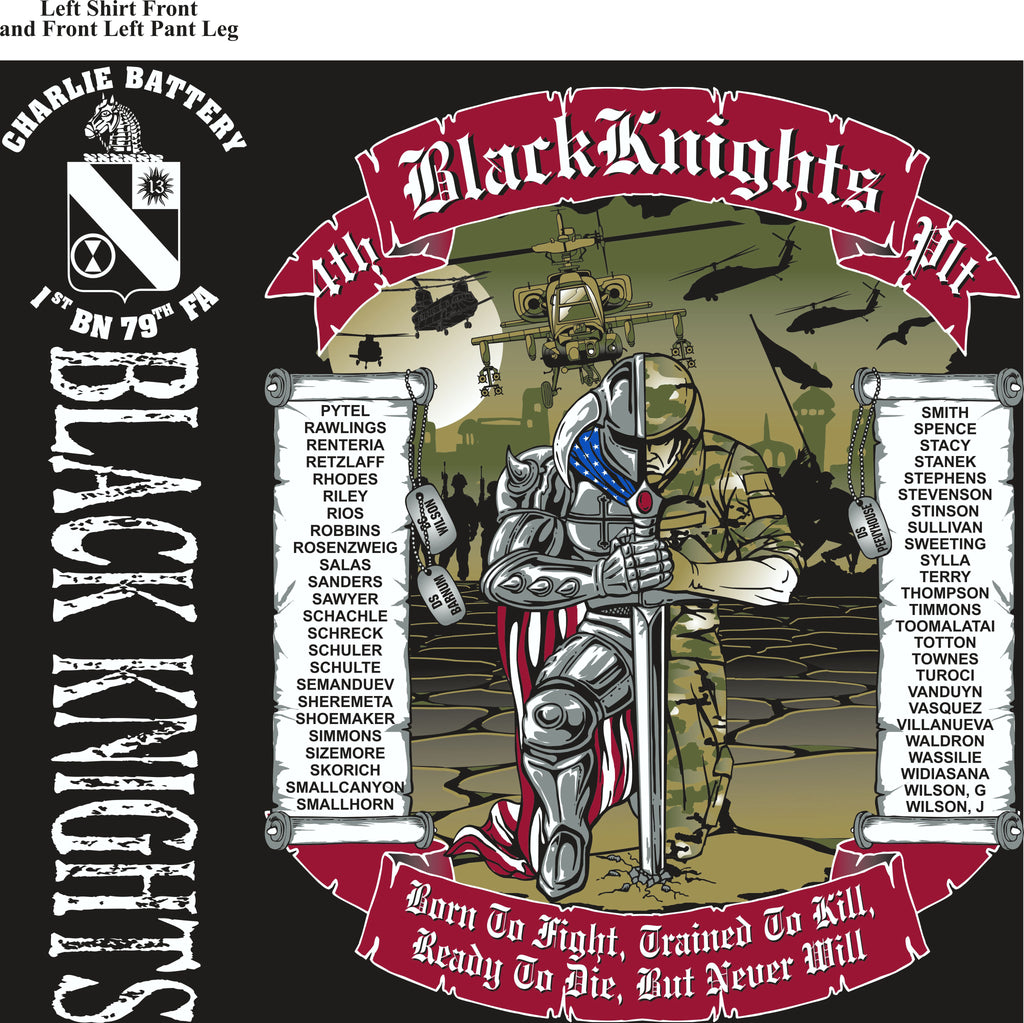 PLATOON SHIRTS (2nd generation print) CHARLIE 1st 79th BLACK KNIGHTS JULY 2017