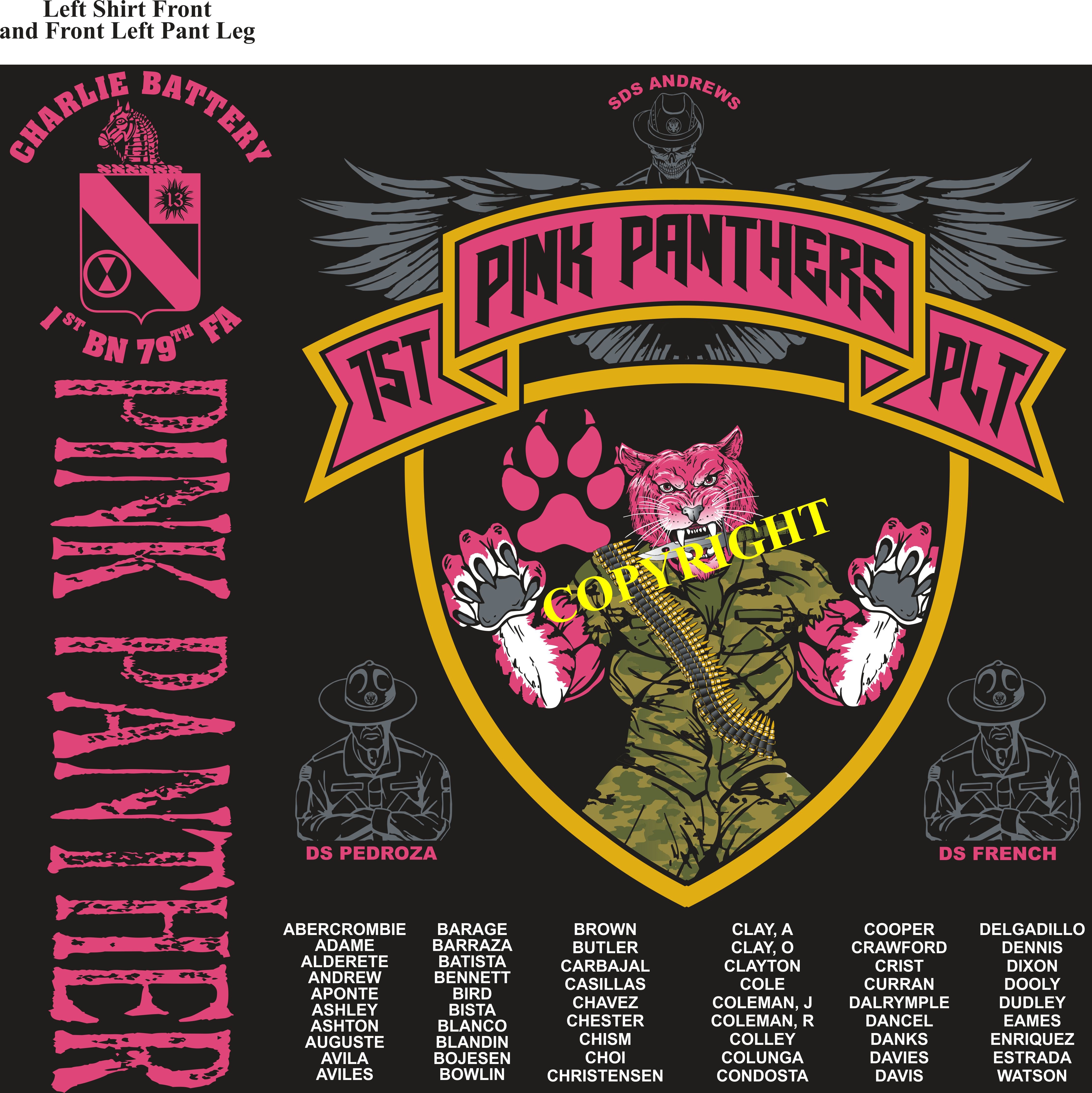 Platoon Shirts (2nd generation print) CHARLIE 1st 79th PINK PANTHERS NOV 2018