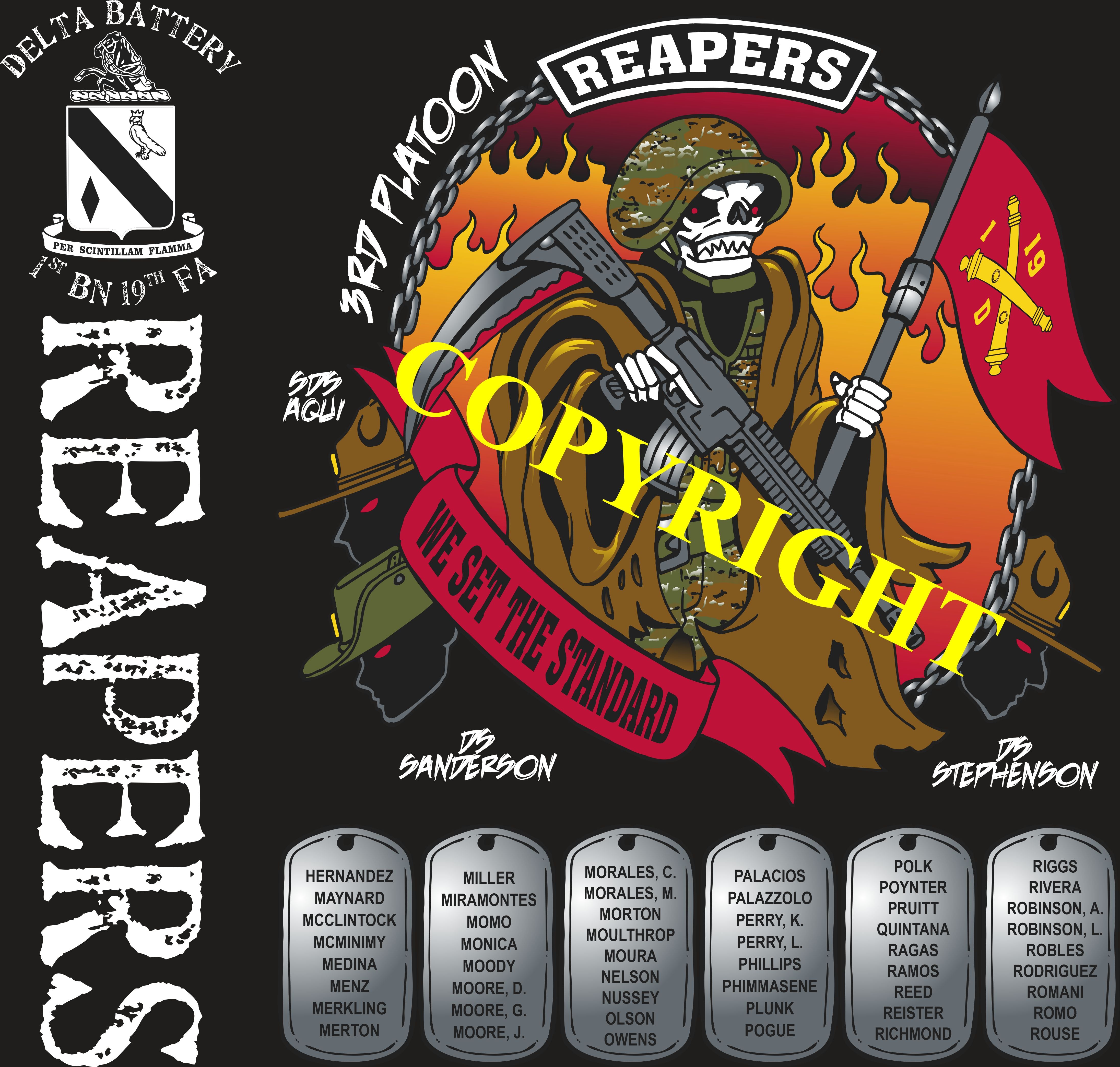 Platoon Shirts (2nd generation print) DELTA 1st 19th REAPERS AUG 2020