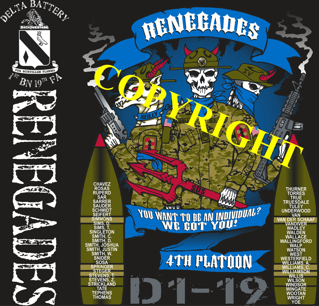 Platoon Shirts (2nd generation print) DELTA 1st 19th RENEGADES AUG 2020