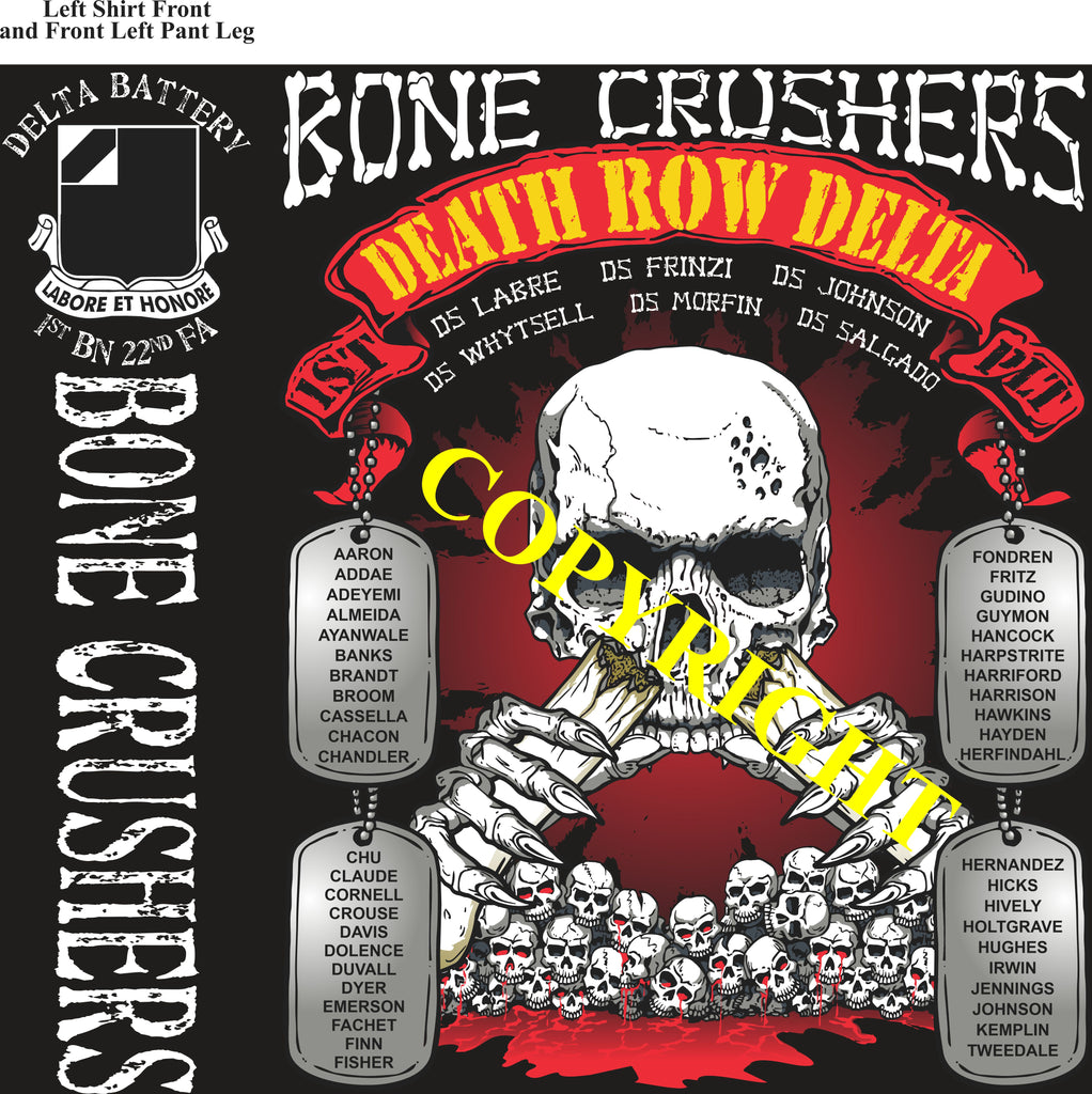 Platoon Items (2nd generation print) DELTA 1st 22nd BONE CRUSHERS AUG 2022