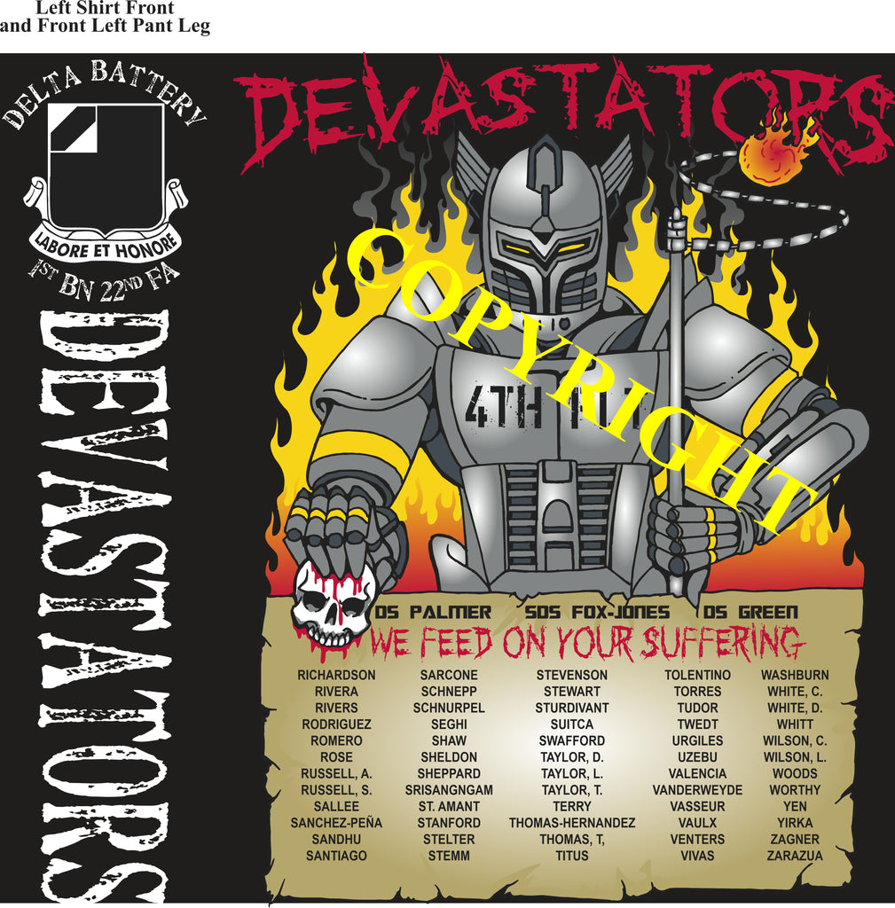 Platoon Shirts (2nd generation print) DELTA 1st 22nd DEVASTATORS OCT 2021