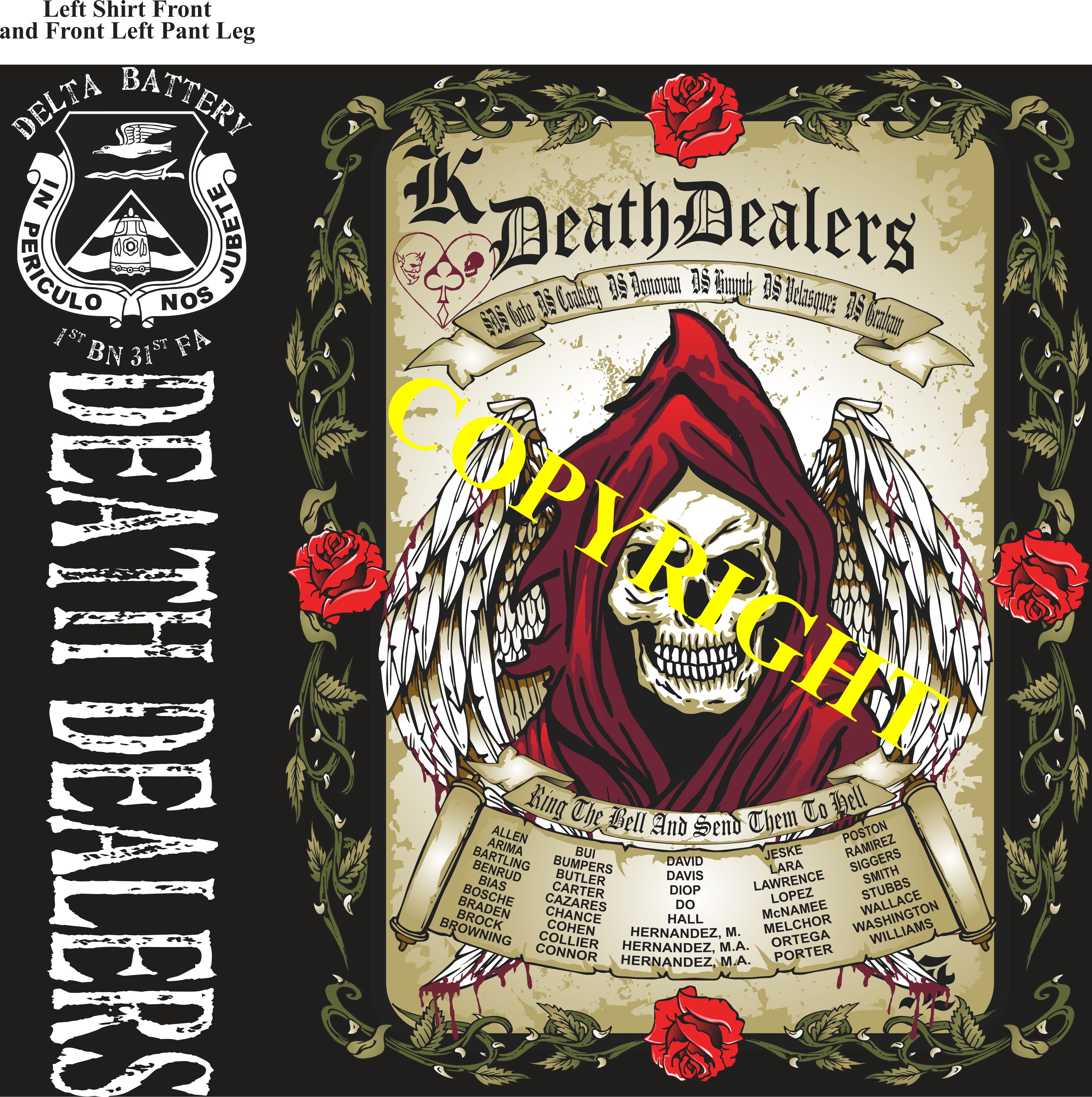 Platoon Shirts (2nd generation print) DELTA 1st 31st DEATH DEALERS MAR 2021