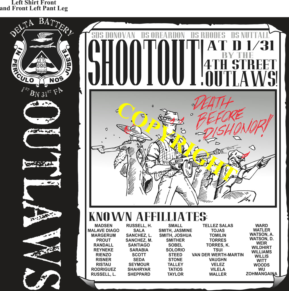 Platoon Items (2nd generation print) DELTA 1st 31st OUTLAWS DEC 2021