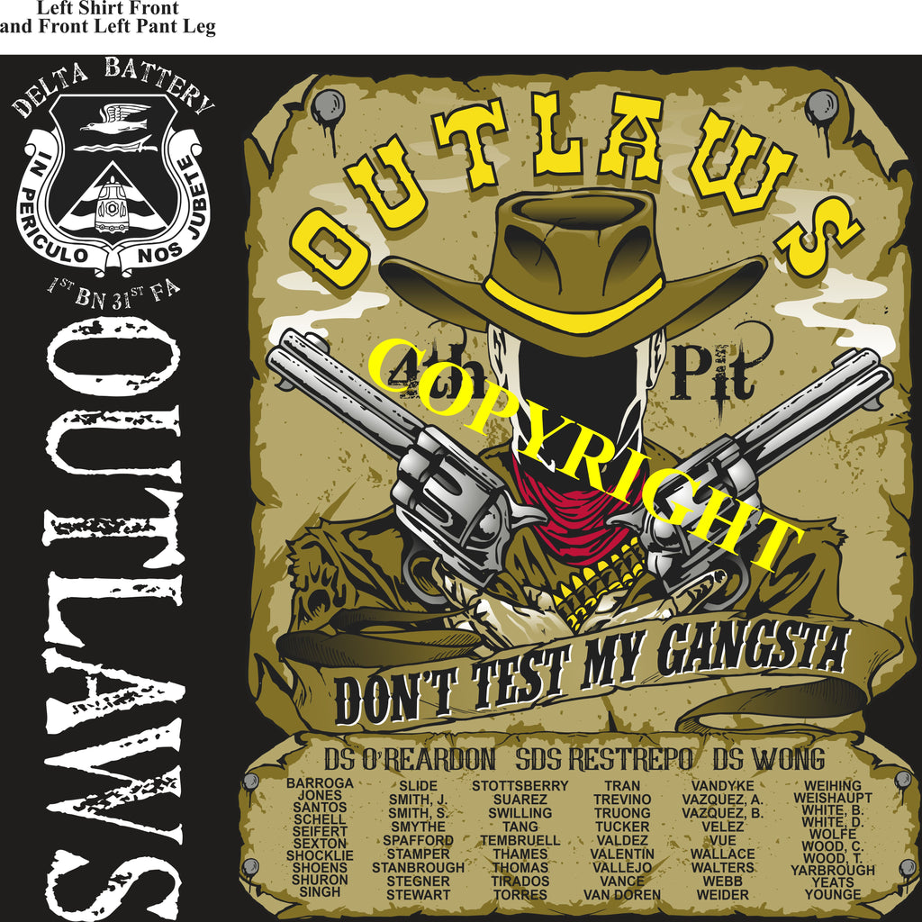 Platoon Shirts (2nd generation print) DELTA 1st 31st OUTLAWS NOV 2020