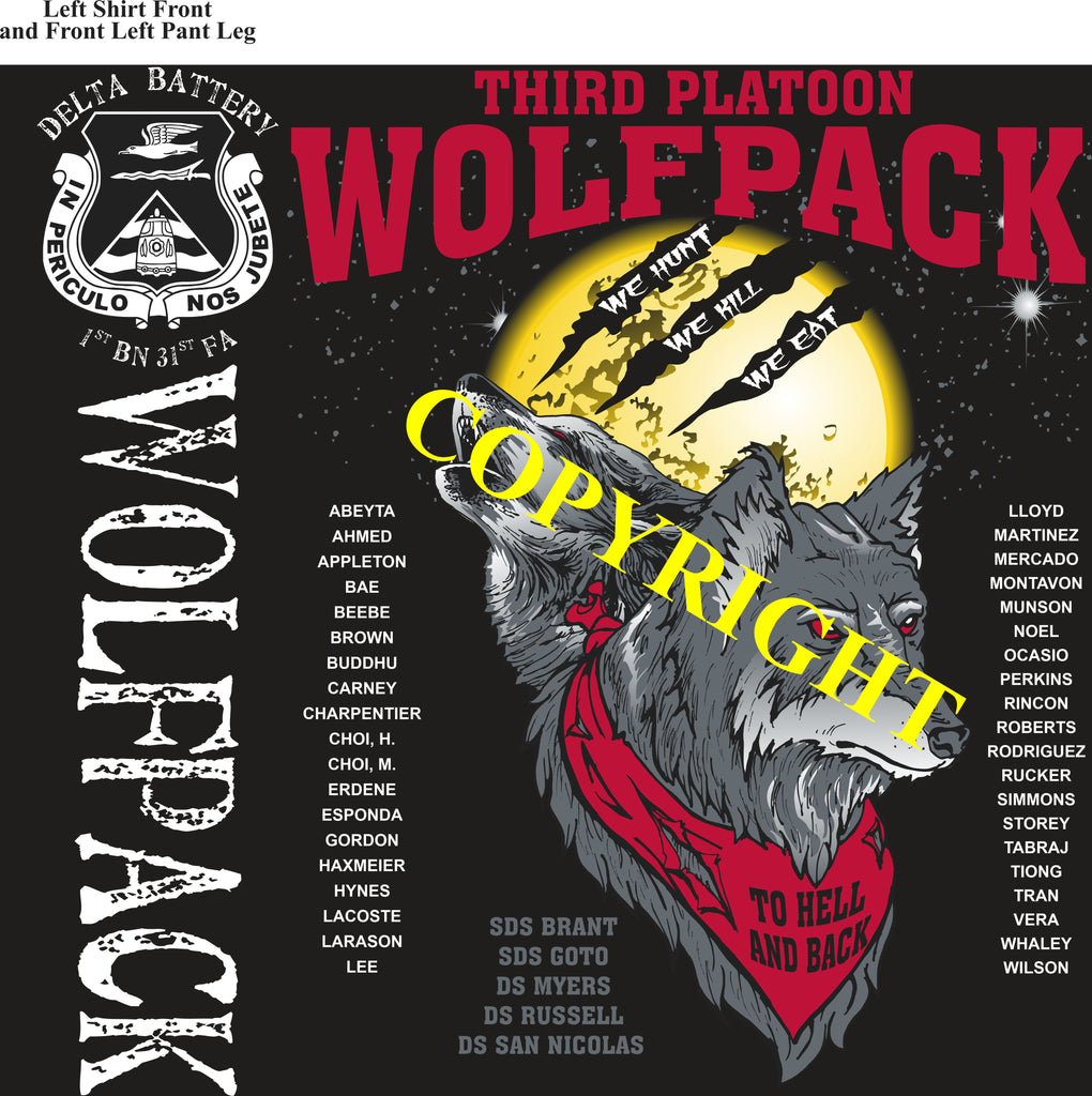 Platoon Shirts (2nd generation print) DELTA 1st 31st WOLFPACK JUNE 2021
