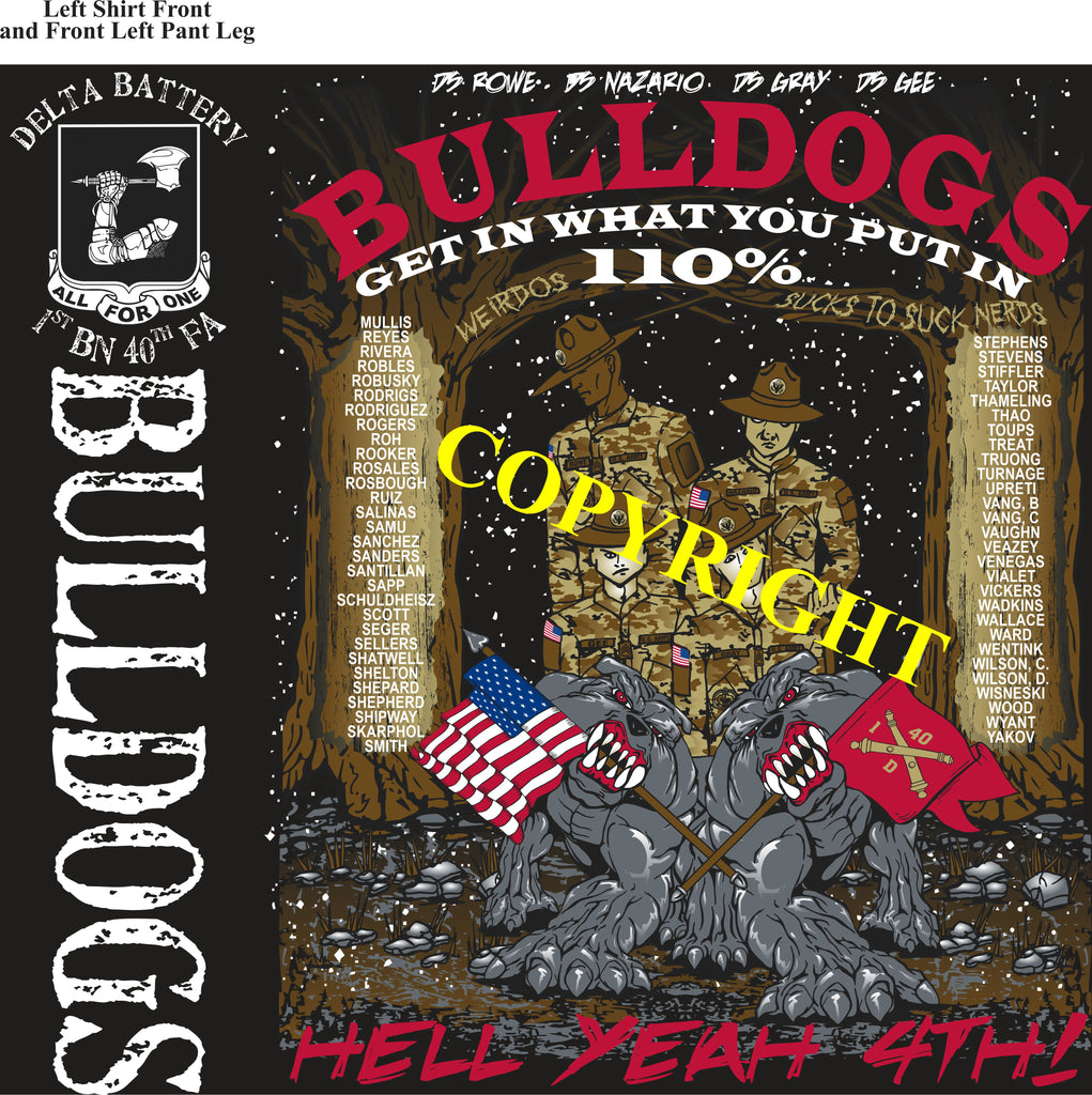 Platoon Shirts (2nd generation print) DELTA 1st 40th BULLDOGS DEC 2020
