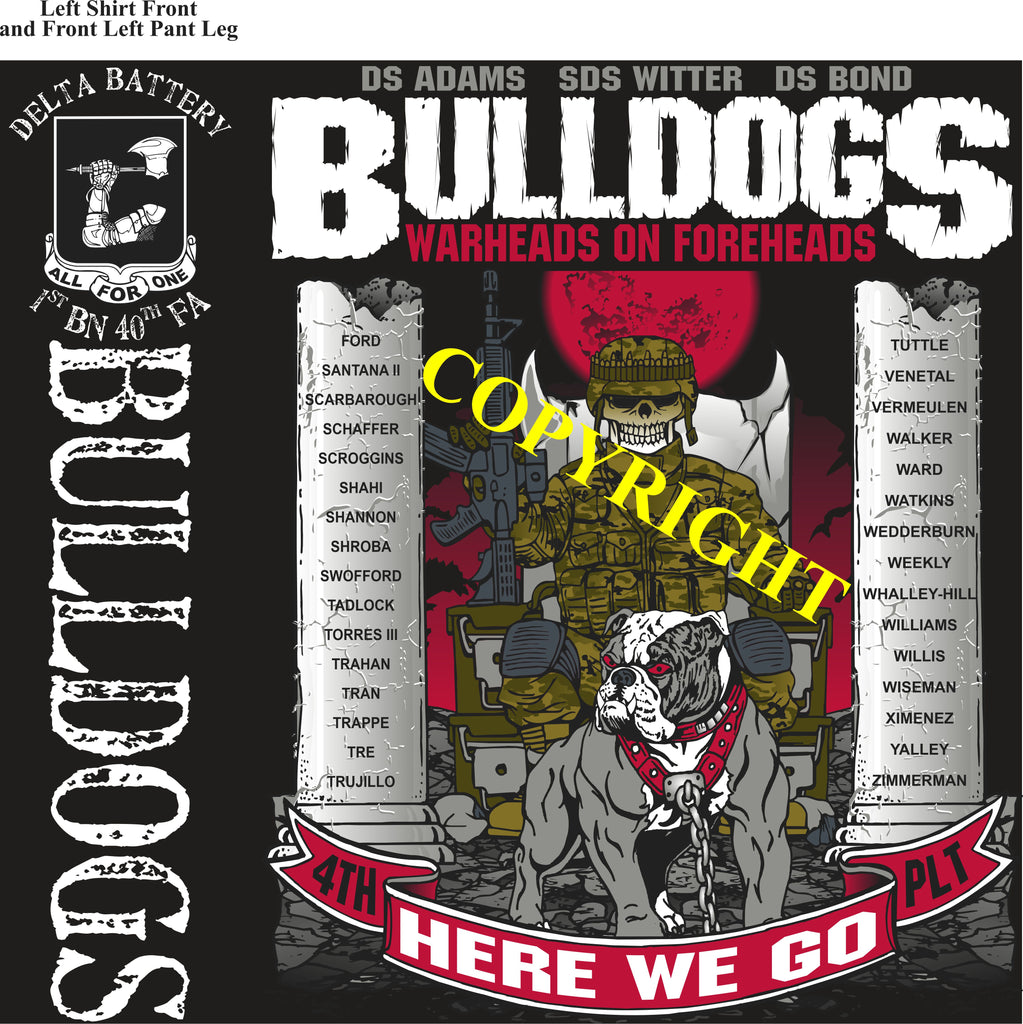 Platoon Shirts (2nd generation print) DELTA 1st 40th BULLDOGS JUNE 2021