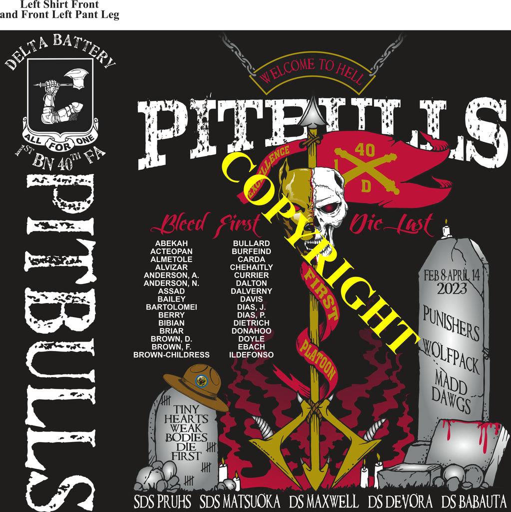 Platoon Items (2nd generation print) DELTA 1st 40th PITBULLS 1st PLATOON APR 2023