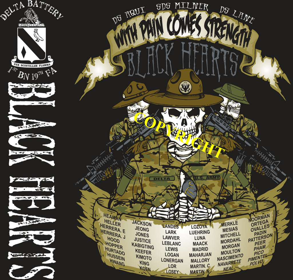 Platoon Shirts (2nd generation print) DELTA 1st 19th BLACK HEARTS FEB 2019