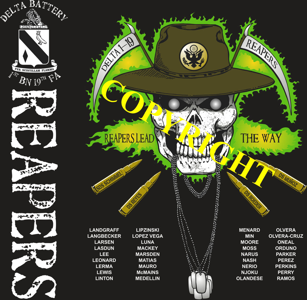 Platoon Shirts (2nd generation print) DELTA 1st 19th REAPERS NOV 2019