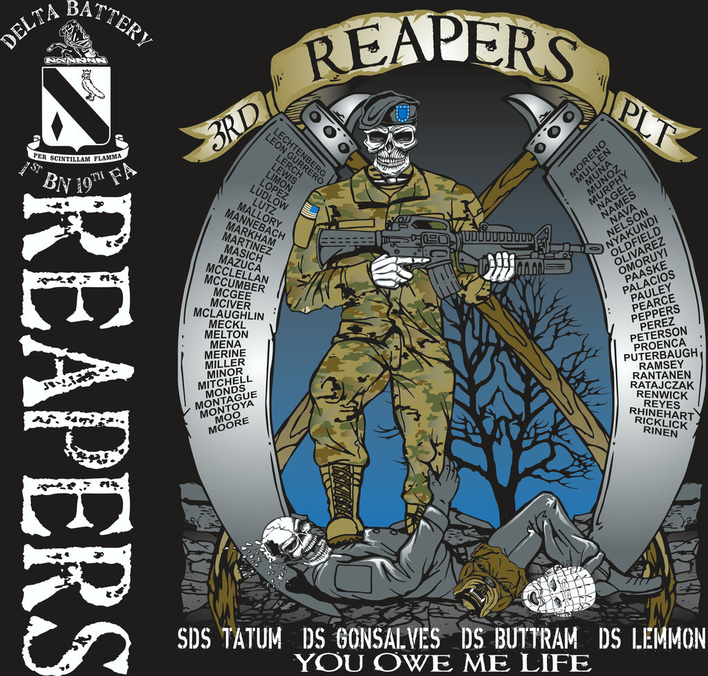 Platoon Shirts (2nd generation print) DELTA 1ST 19TH REAPERS OCT 2017