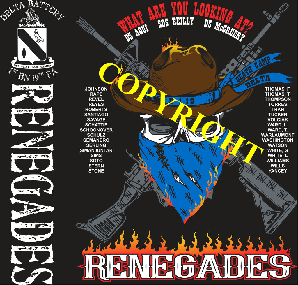 Platoon Shirts (2nd generation print) DELTA 1st 19th RENEGADES NOV 2019