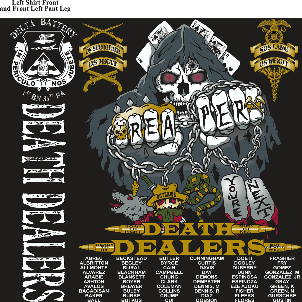 PLATOON SHIRTS (2nd generation print) DELTA 1st 31st DEATH DEALERS JULY 2017