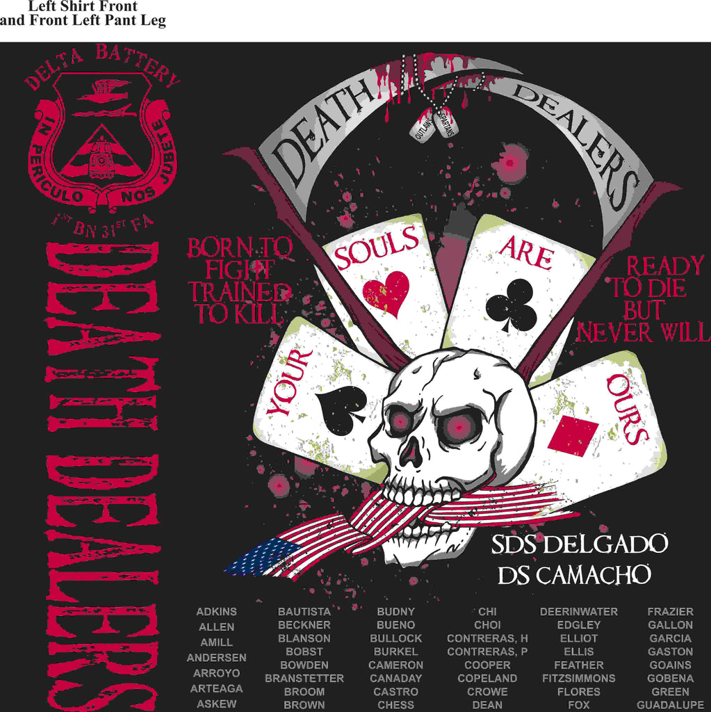 PLATOON SHIRTS (2nd generation print) DELTA 1st 31st DEATH DEALERS JUNE 2016
