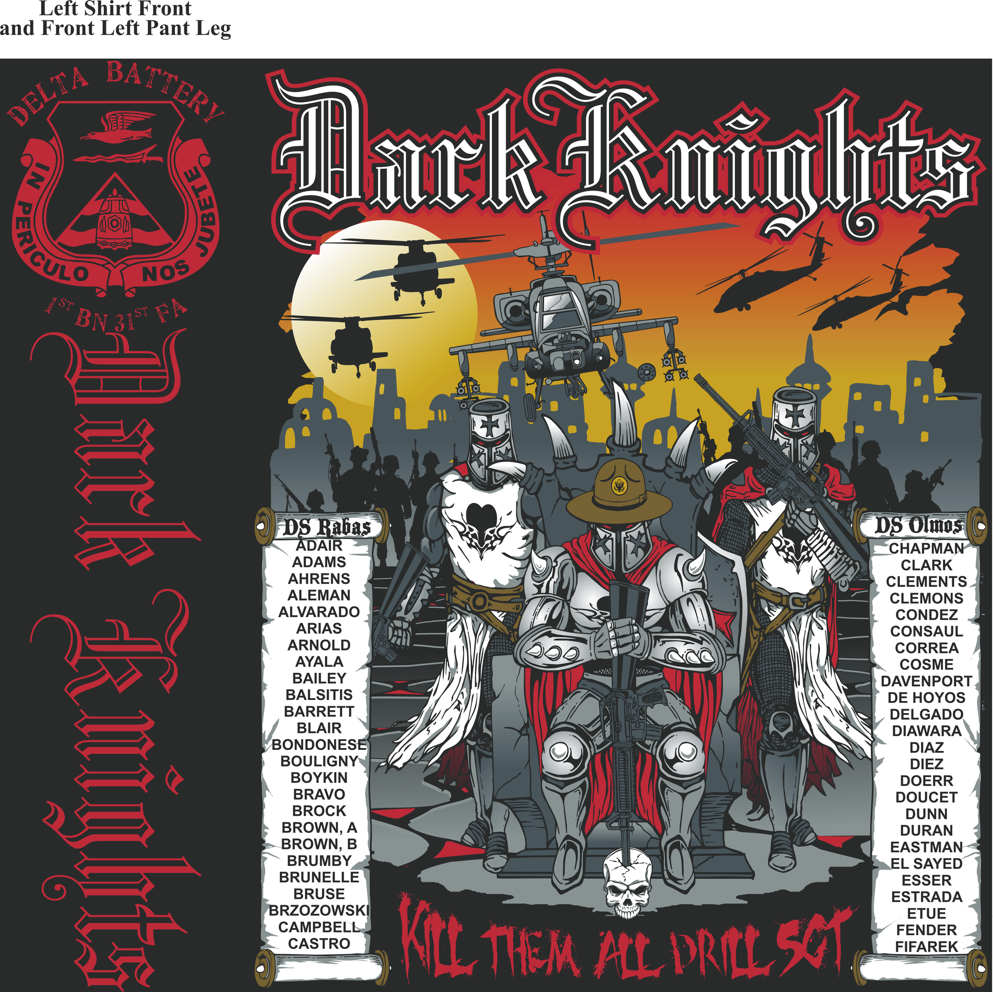 Platoon Shirts Delta 1st 31st DARK KNIGHTS MAR 2015