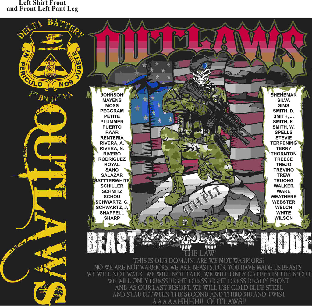 PLATOON SHIRTS (2nd generation print) DELTA 1st 31st OUTLAWS JUNE 2016