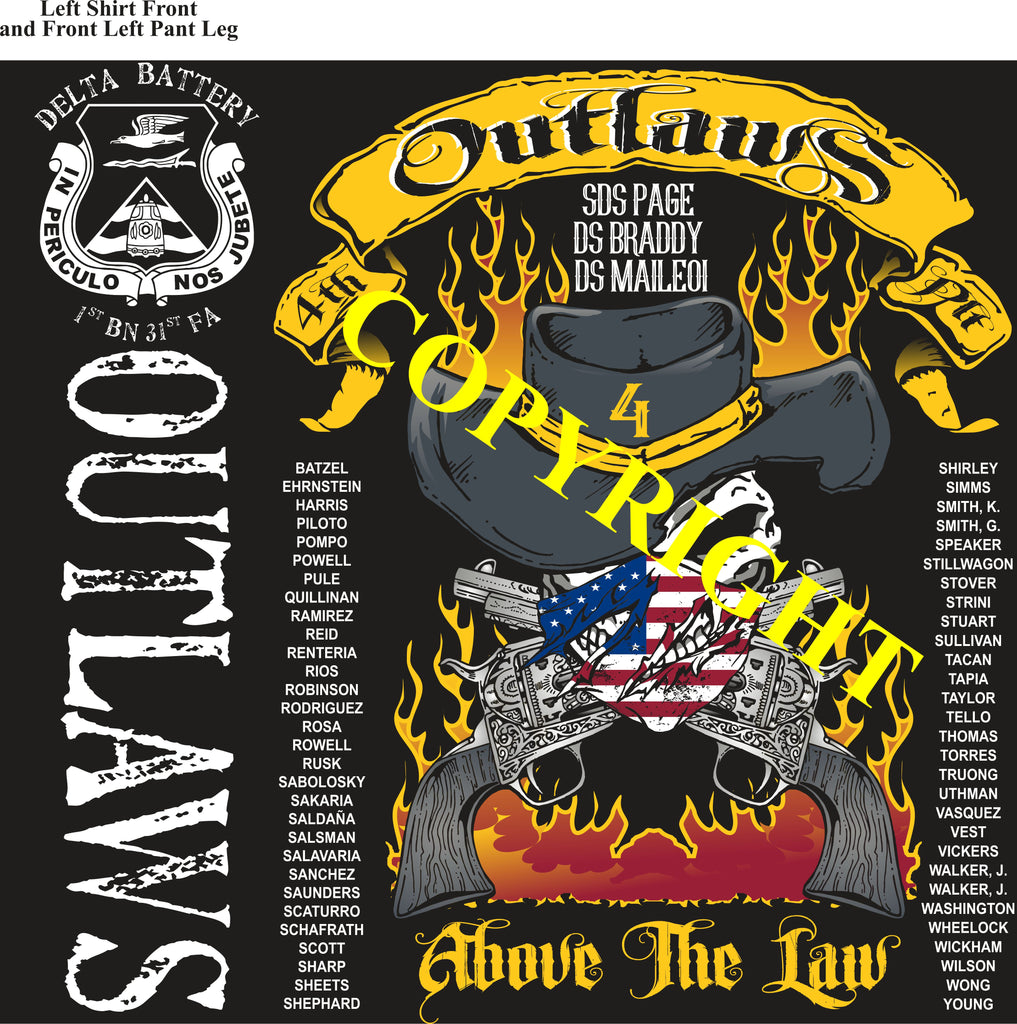 Platoon Shirts (2nd generation print) DELTA 1st 31st OUTLAWS OCT 2019