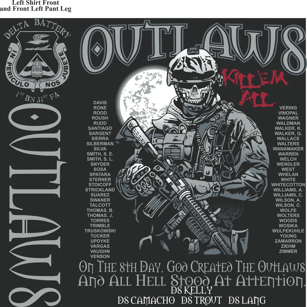 Platoon Shirts DELTA 1st 31st OUTLAWS SEPT 2015