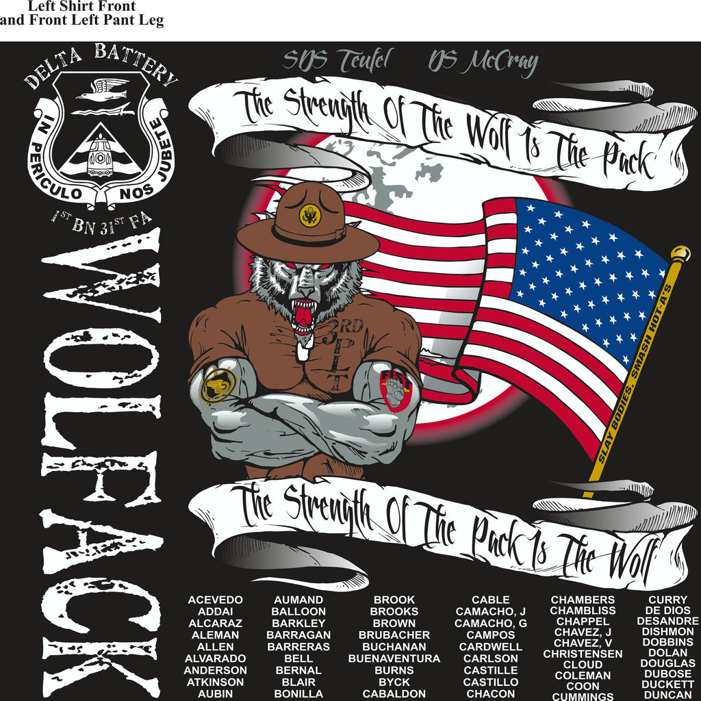 PLATOON SHIRTS (2nd generation print) DELTA 1st 31st WOLFPACK DEC 2016