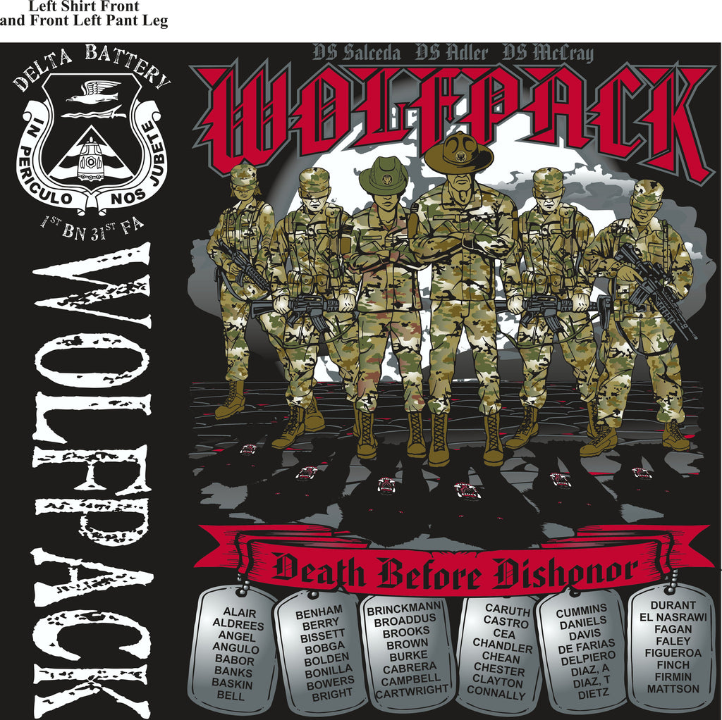 PLATOON SHIRTS (2nd generation print) DELTA 1st 31st WOLFPACK MAR 2017