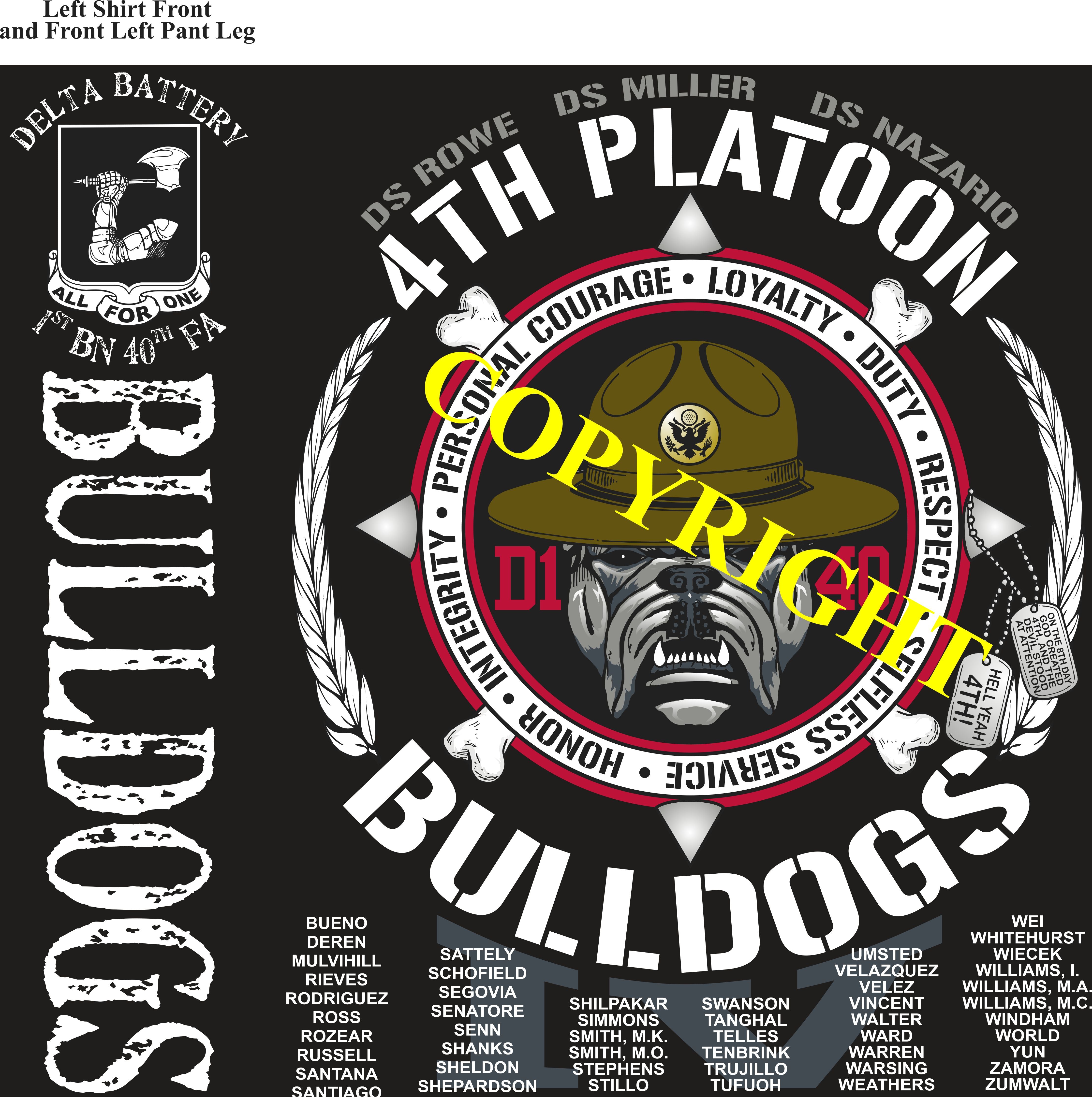 Platoon Shirts (2nd generation print) DELTA 1st 40th BULLDOGS FEB 2020