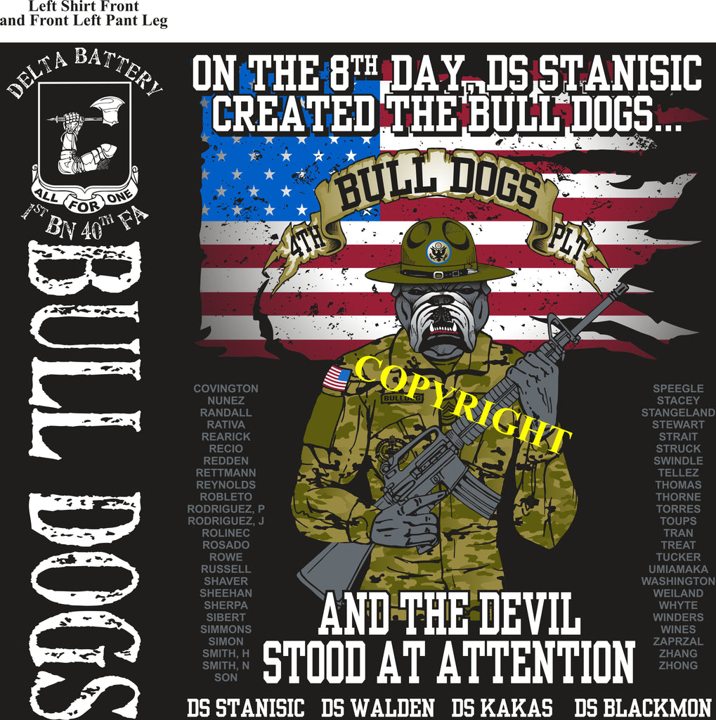 Platoon Shirts (2nd generation print) DELTA 1st 40th BULLDOGS JAN 2019