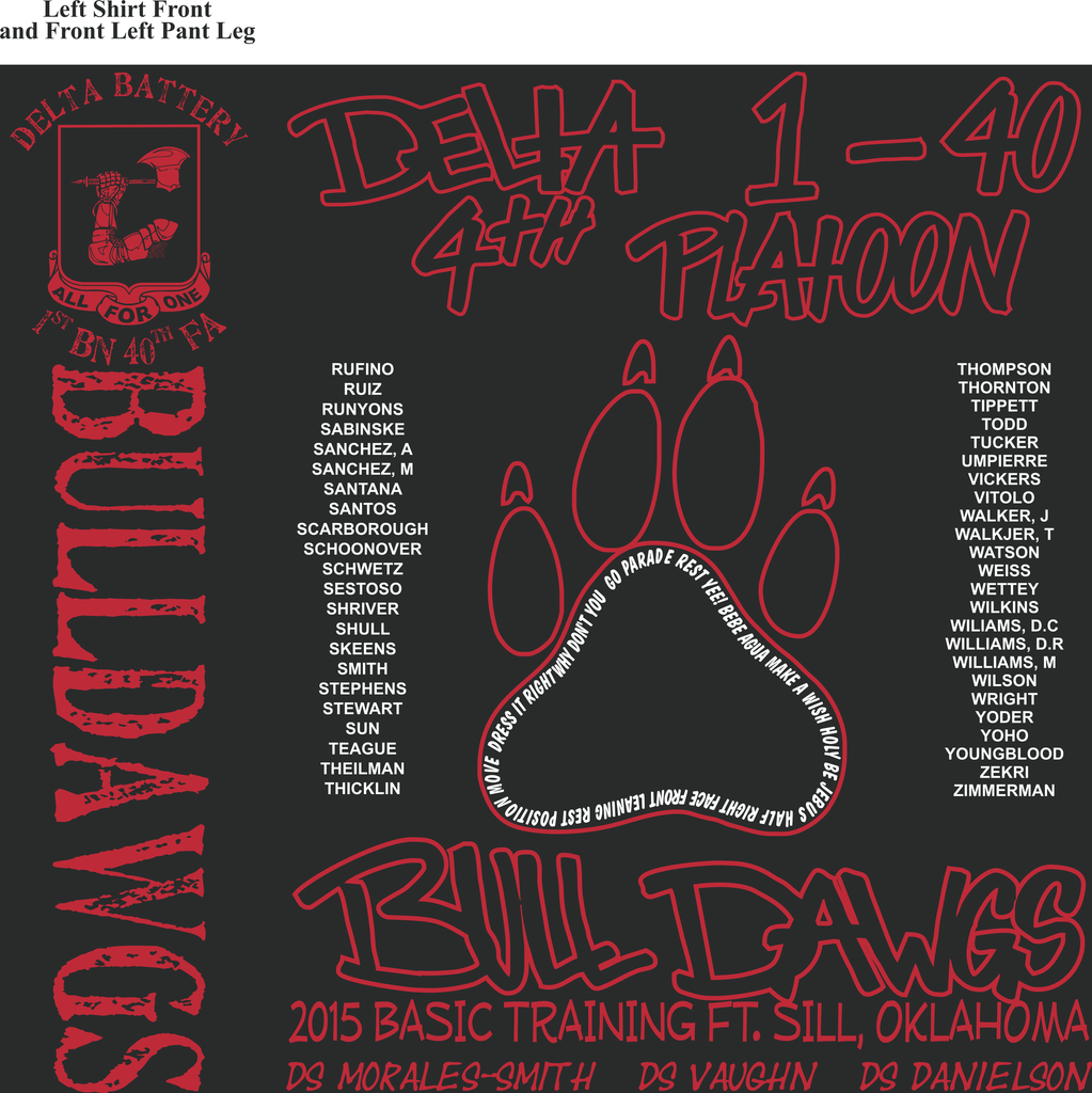 Platoon Shirts Delta 1st 40th BULLDAWGS MAR 2015