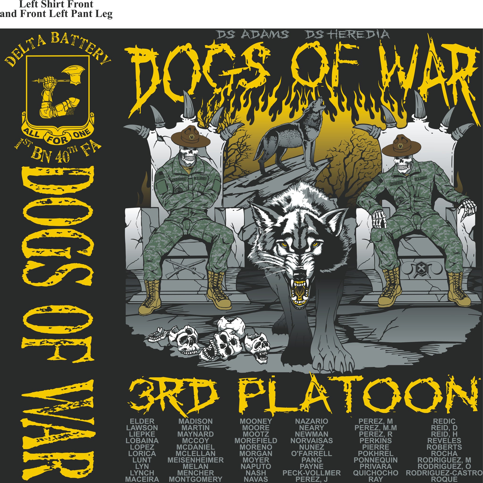 Platoon Shirts DELTA 1st 40th DOGS OF WAR SEPT 2015