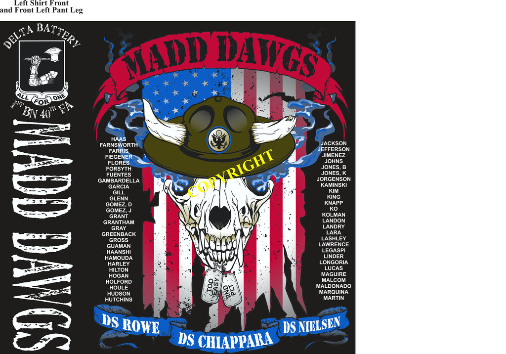 Platoon Shirts (2nd generation print) DELTA 1st 40th MADD DAWGS OCT 2018
