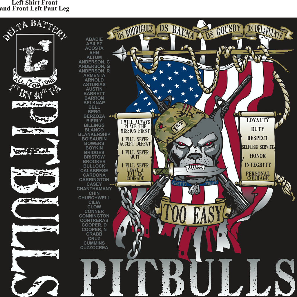 Platoon Shirts (2nd generation print) DELTA 1ST 40TH PITBULLS APR 2018