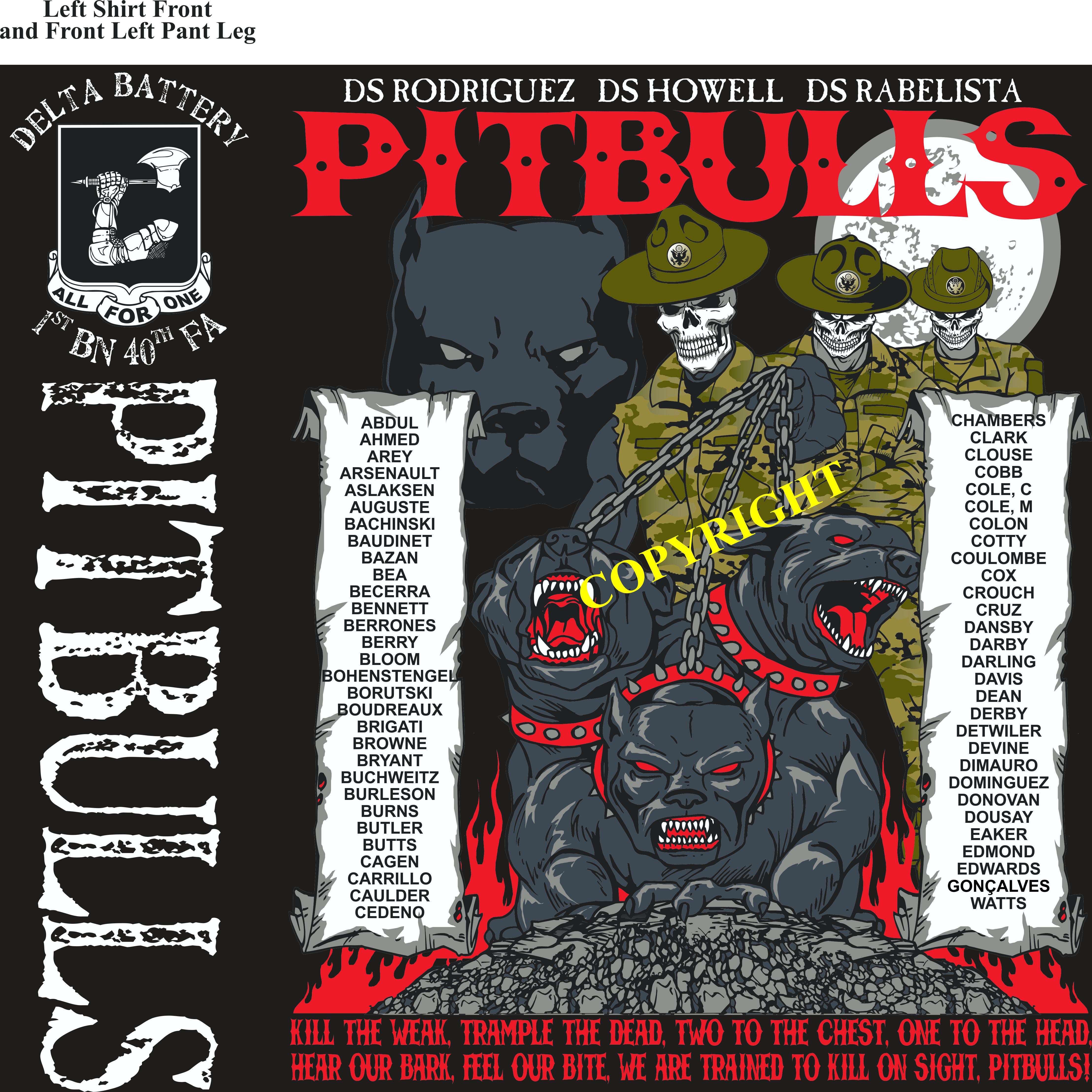 Platoon Shirts (2nd generation print) DELTA 1st 40th PITBULLS OCT 2018