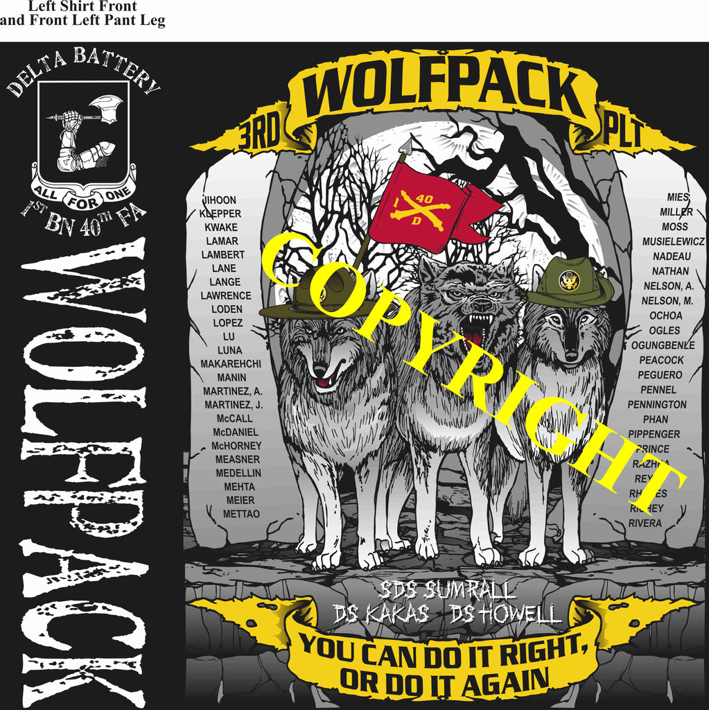 Platoon Shirts (2nd generation print) DELTA 1st 40th WOLFPACK AUG 2019