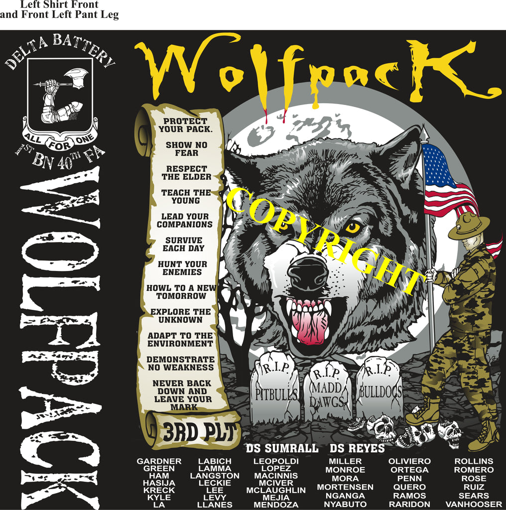 Platoon Shirts (2nd generation print) DELTA 1st 40th WOLFPACK MAY 2019