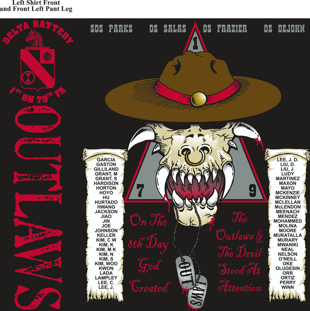 PLATOON SHIRTS (2nd generation print) Delta 1st 79th OUTLAWS JULY 2016